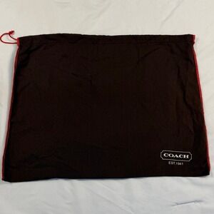 Coach Dark Brown Red Drawstring Dust Bag Handbag‎ Storage 18.5x14.5 Quiet Luzury